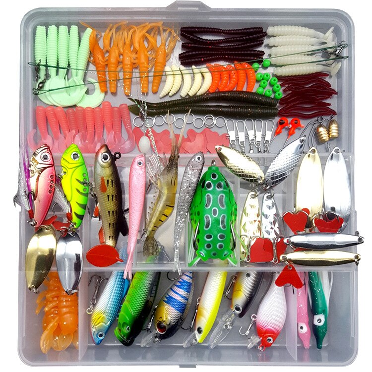 205/206/207Pcs Fishing Lures Set Mixed Minnow Spoon Lure Soft Lure Fishing Accessory In Box Artificial Bait Pesca B226