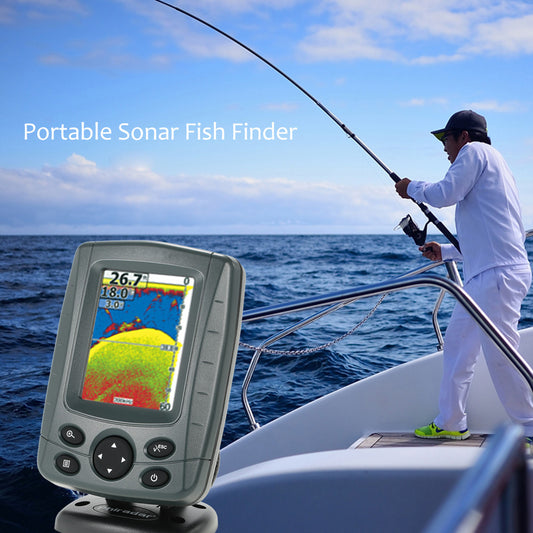 Portable Sonar Fish Finder 3.5&quot; LCD Boat Finder 0.6M to 80M echo sounder 200KHz/83KHz Duel Beam Fish Detector Depth Locator