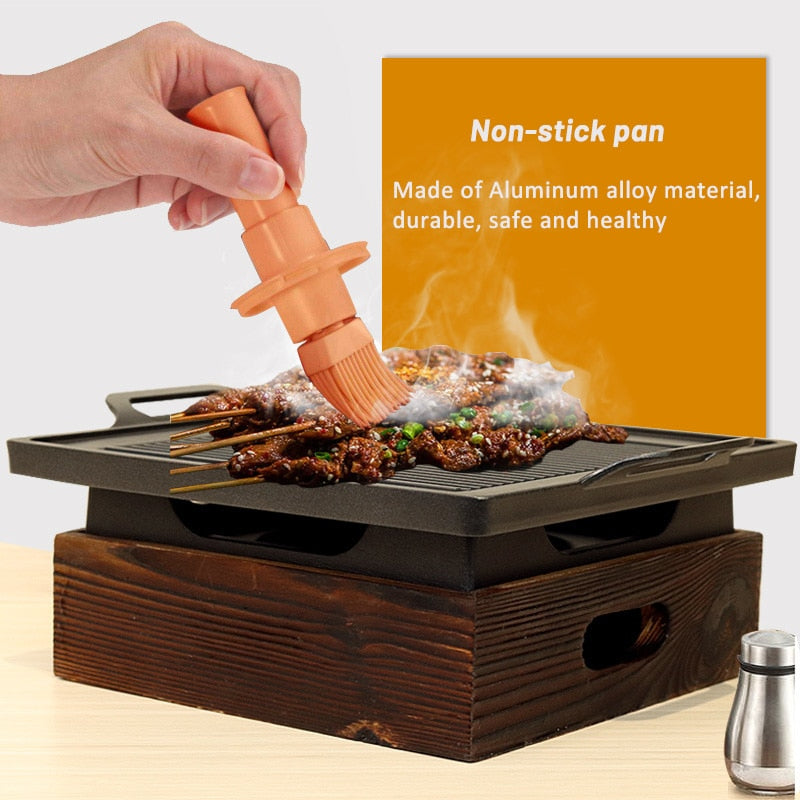TEENRA Portable BBQ Grill Korean Japanese Barbecue Grill Charcoal BBQ Oven Household Non-stick Cooking Tools
