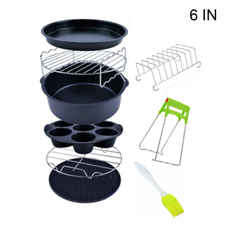 2020 New 9pcs/set 6/7/8 Inches Air Fryer Accessories Kitchen Pizza Tray Grill Toast Rack