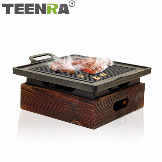 TEENRA Portable BBQ Grill Korean Japanese Barbecue Grill Charcoal BBQ Oven Household Non-stick Cooking Tools