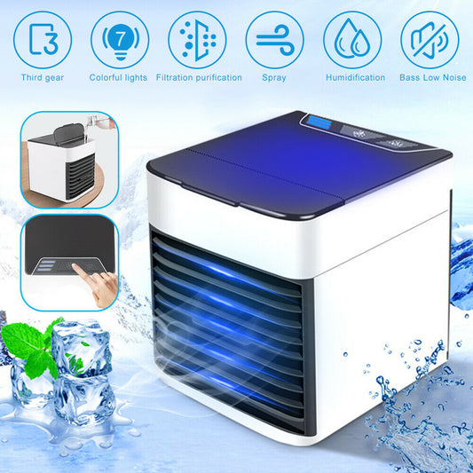 Mini Air Conditioner Air Cooler Fan 7 Colors Light USB Portable Air Conditioner 3 Gear Personal Space Air Cooling Fan For Home