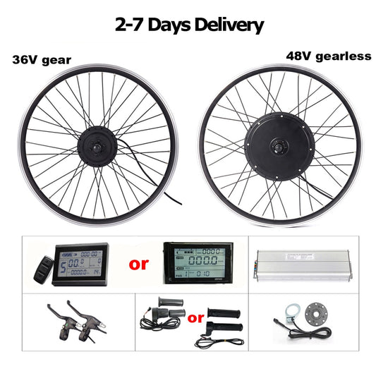 Ebike 36 250W Brushless Hub Motor Engine Front Rear Wheel Electric Conversion Bicycle Kit with SW900 &amp; KT LCD3 Display