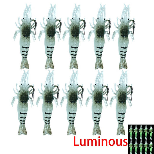 Luminous Shrimp Silicone Artificial Bait Simulation Soft Prawn With Hooks Carp Wobbler For Fishing Tackle/Lure/Accessories Sea