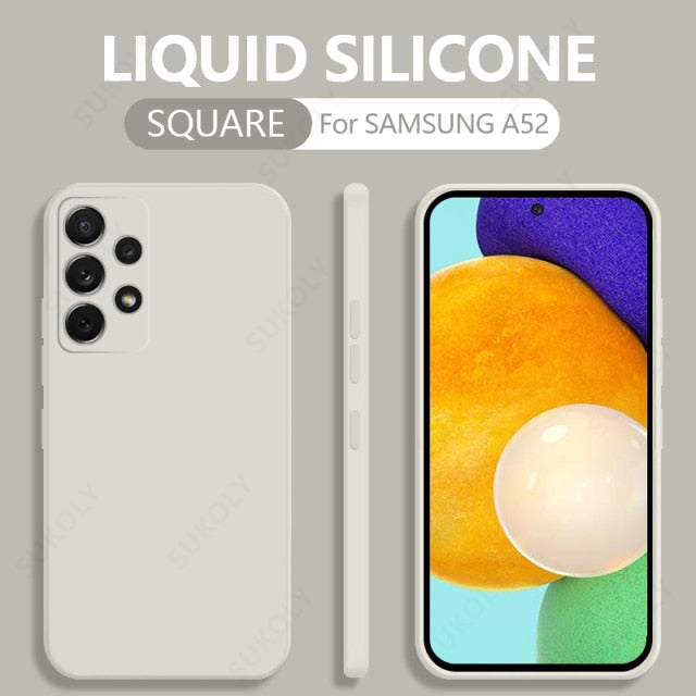 Square Liquid Silicone Case For Samsung Galaxy A52 A72 A71 A51 S20 FE S21 Ultra S10 Plus A50 A31 A70 A32 A41 A21S Soft Cover