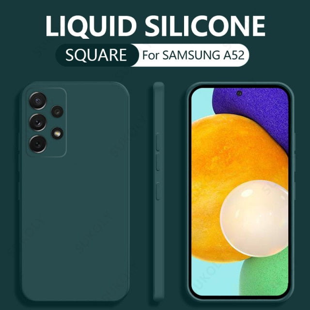 Square Liquid Silicone Case For Samsung Galaxy A52 A72 A71 A51 S20 FE S21 Ultra S10 Plus A50 A31 A70 A32 A41 A21S Soft Cover