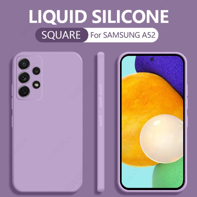 Square Liquid Silicone Case For Samsung Galaxy A52 A72 A71 A51 S20 FE S21 Ultra S10 Plus A50 A31 A70 A32 A41 A21S Soft Cover