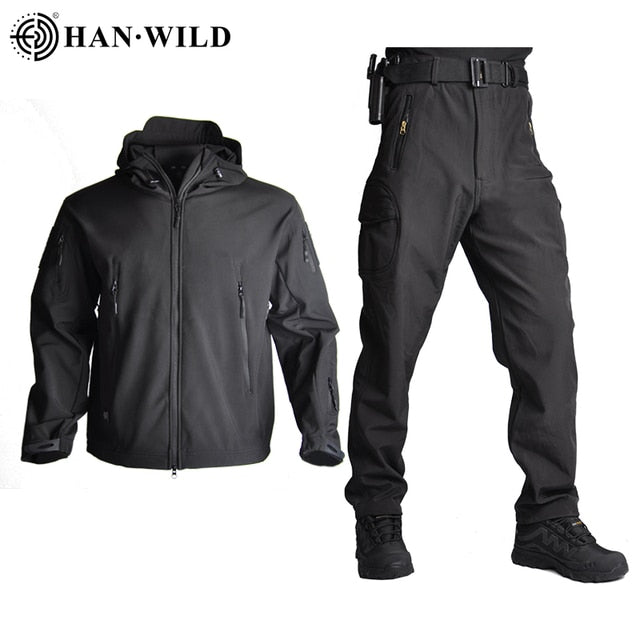 Plus Army Cloth Waterproof Airsoft Hunting Clothes Soft Shell Hunting Jacket Sets Tactical Jackets Pants Suit Shark Skin Militar