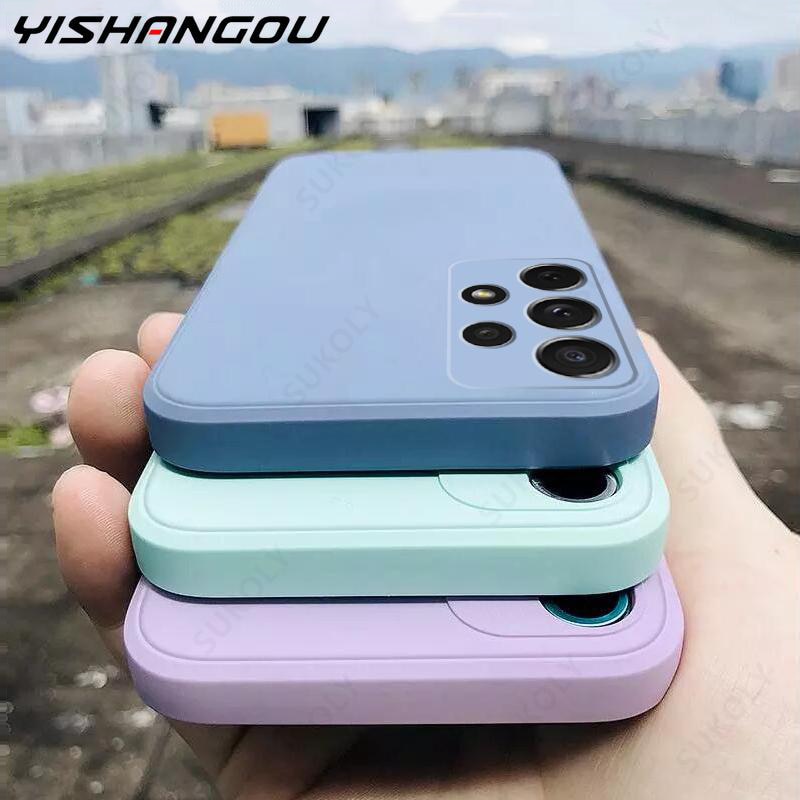 Square Liquid Silicone Case For Samsung Galaxy A52 A72 A71 A51 S20 FE S21 Ultra S10 Plus A50 A31 A70 A32 A41 A21S Soft Cover