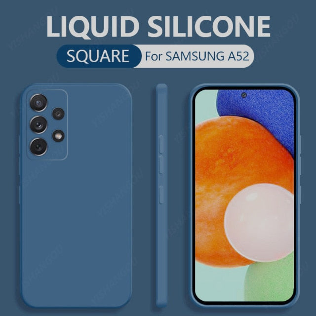 Square Liquid Silicone Case For Samsung Galaxy A52 A72 A71 A51 S20 FE S21 Ultra S10 Plus A50 A31 A70 A32 A41 A21S Soft Cover