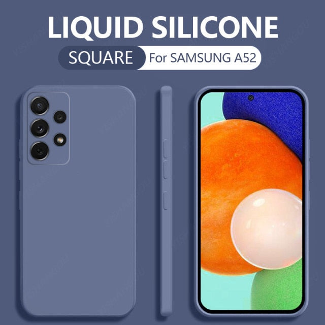 Square Liquid Silicone Case For Samsung Galaxy A52 A72 A71 A51 S20 FE S21 Ultra S10 Plus A50 A31 A70 A32 A41 A21S Soft Cover