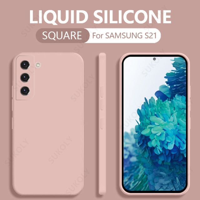 Square Liquid Silicone Case For Samsung Galaxy A52 A72 A71 A51 S20 FE S21 Ultra S10 Plus A50 A31 A70 A32 A41 A21S Soft Cover