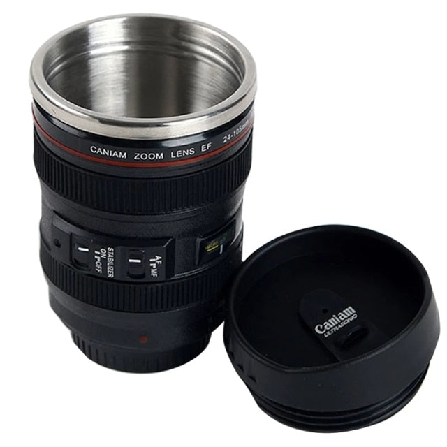 Stainless Steel Camera EF24-105mm Coffee Lens Mug White Black Coffee Mugs Creative Gift Coffee Cups canecas tazas vaso café