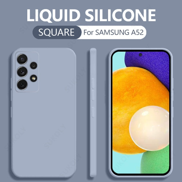 Square Liquid Silicone Case For Samsung Galaxy A52 A72 A71 A51 S20 FE S21 Ultra S10 Plus A50 A31 A70 A32 A41 A21S Soft Cover