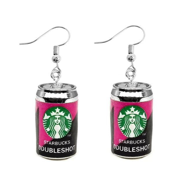 Women Earring Resin Drop Funny Custom Cute Girls Gift Eardrop Coffee Drink Funny Liquor Spirits Bottle Cans