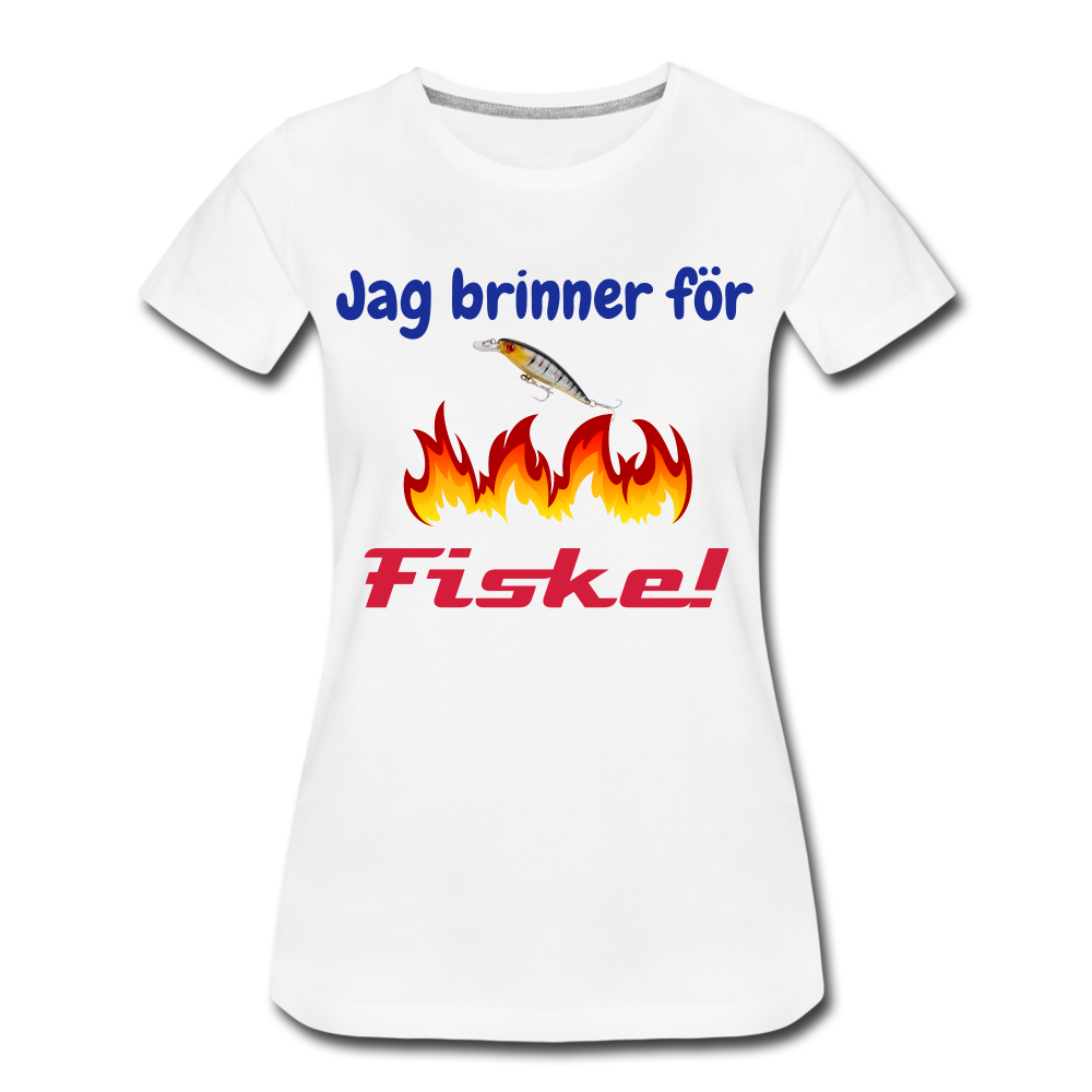 Premium-T-shirt dam Fiske - white