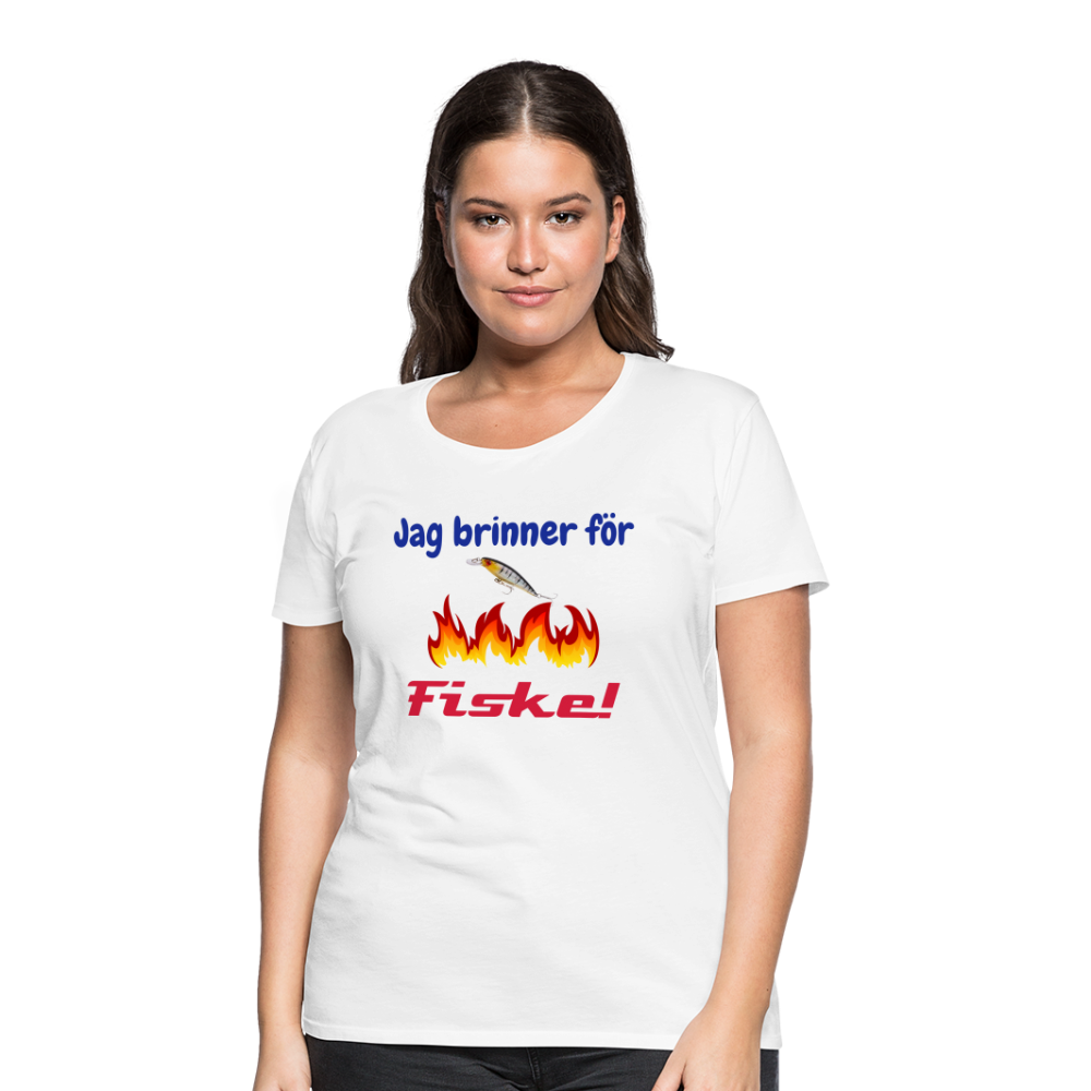 Premium-T-shirt dam Fiske - white