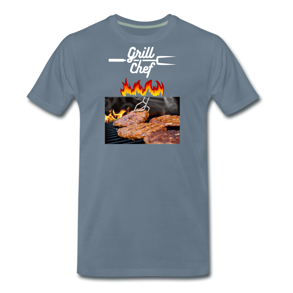 Premium-T-shirt herr Grill Chef - steel blue