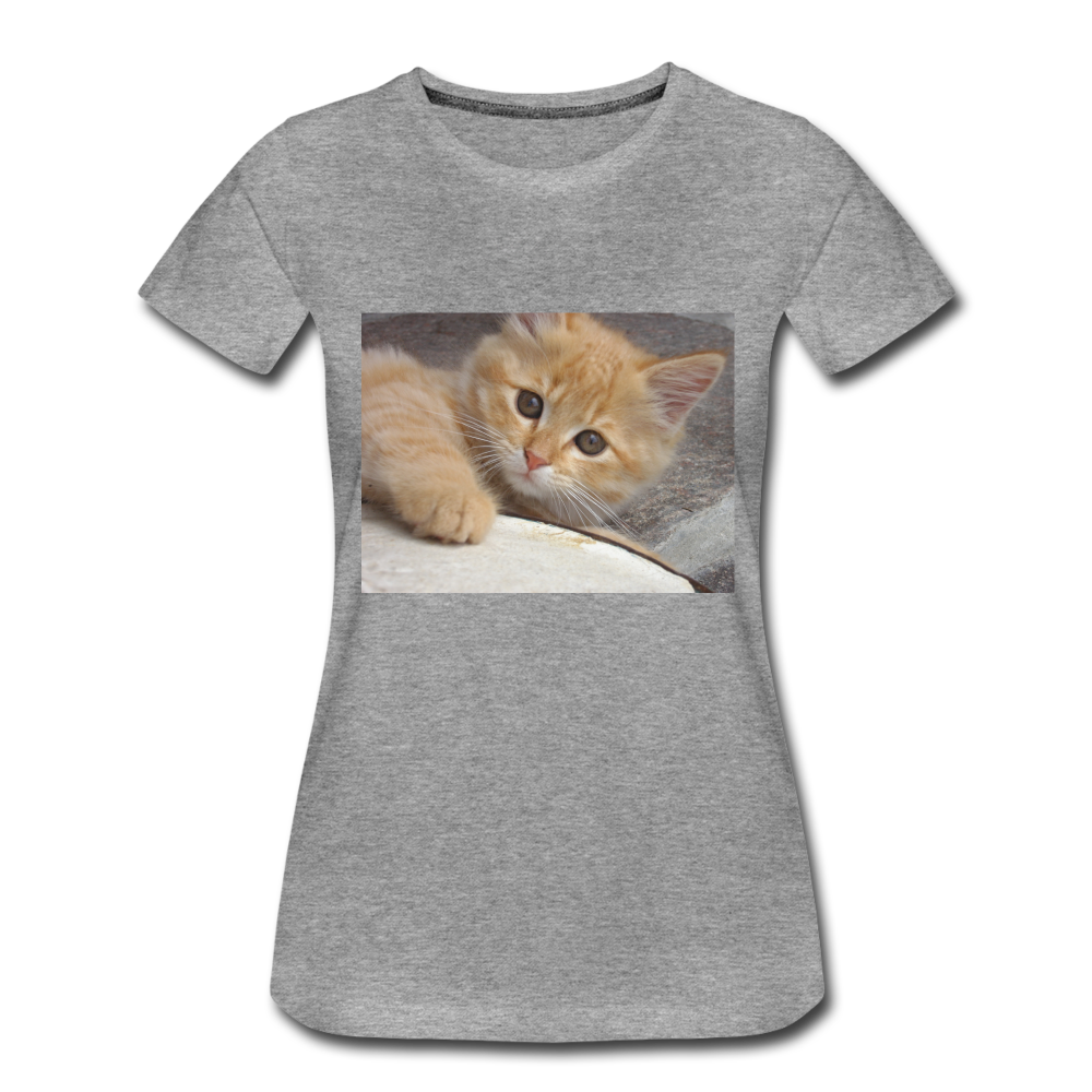 Premium-T-shirt dam Cat - heather grey