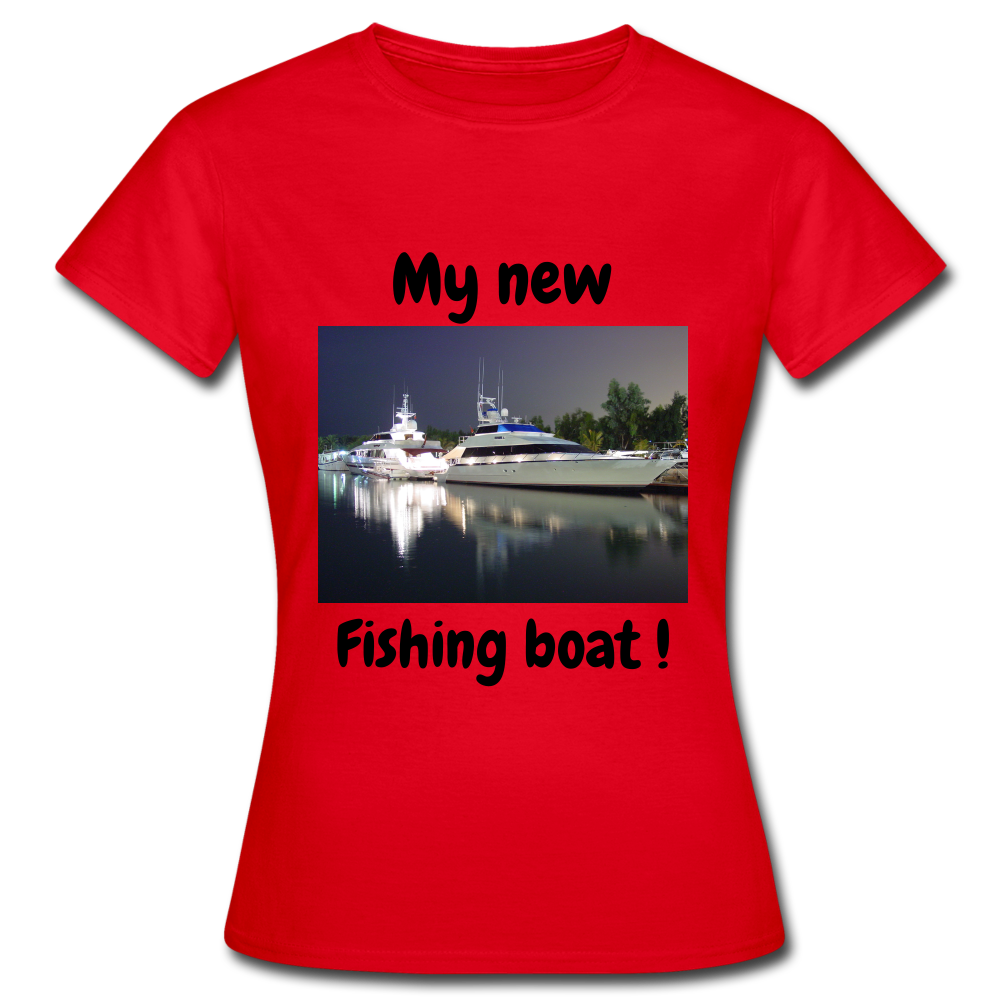 T-shirt dam båt - red