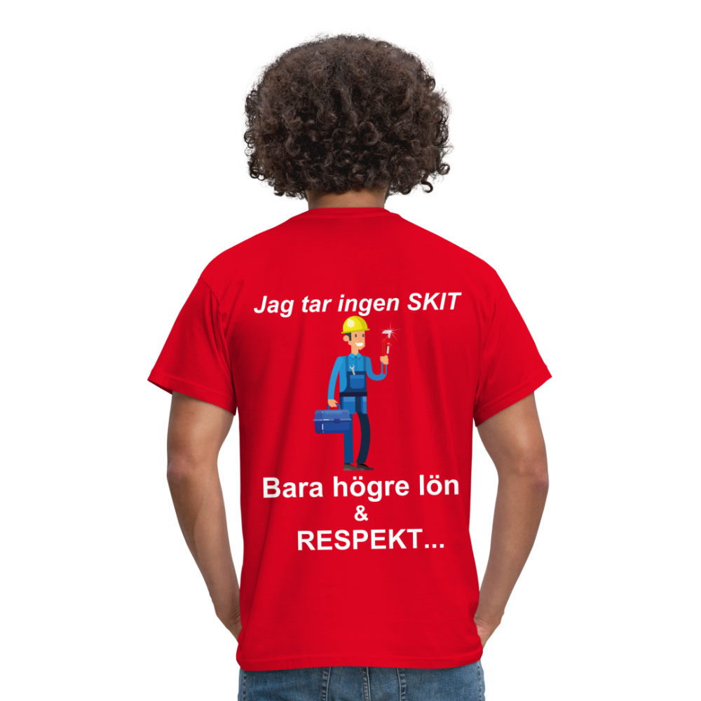 T-shirt herr mek vit text - red