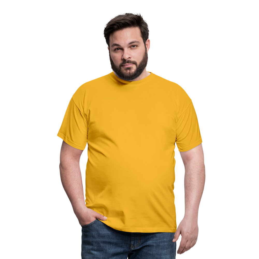 T-shirt herr mek vit text - yellow
