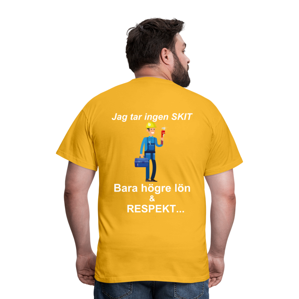 T-shirt herr mek vit text - yellow